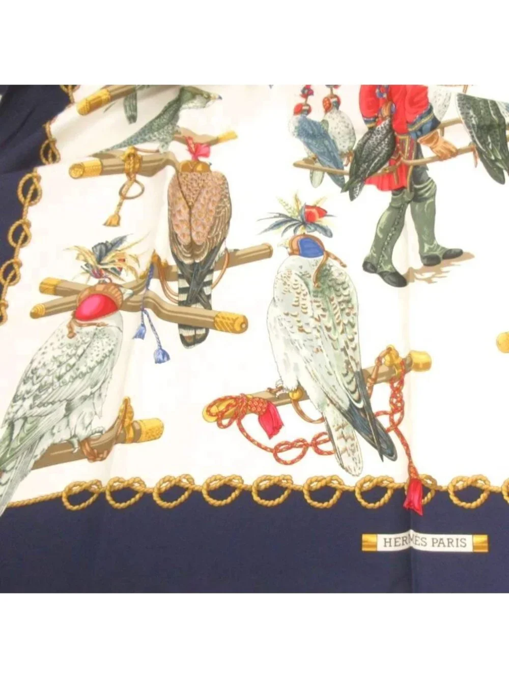 Hermes Carre 90 les Oiseaux du Roy King's Birds Scarf Silk Navy